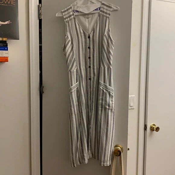 loft linen blend dress Strappy Linen Dress